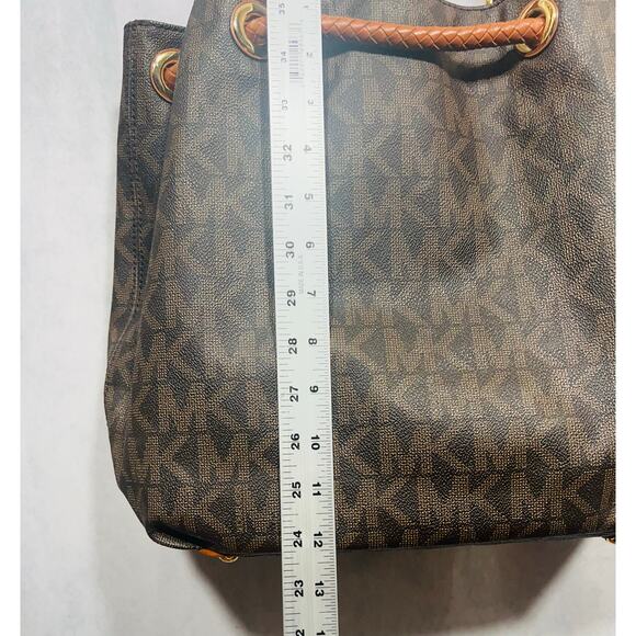 MICHAEL Michael Kors Brown Signature Coated Canvas Drawstring Shoulder Bag - Picture 10 of 16